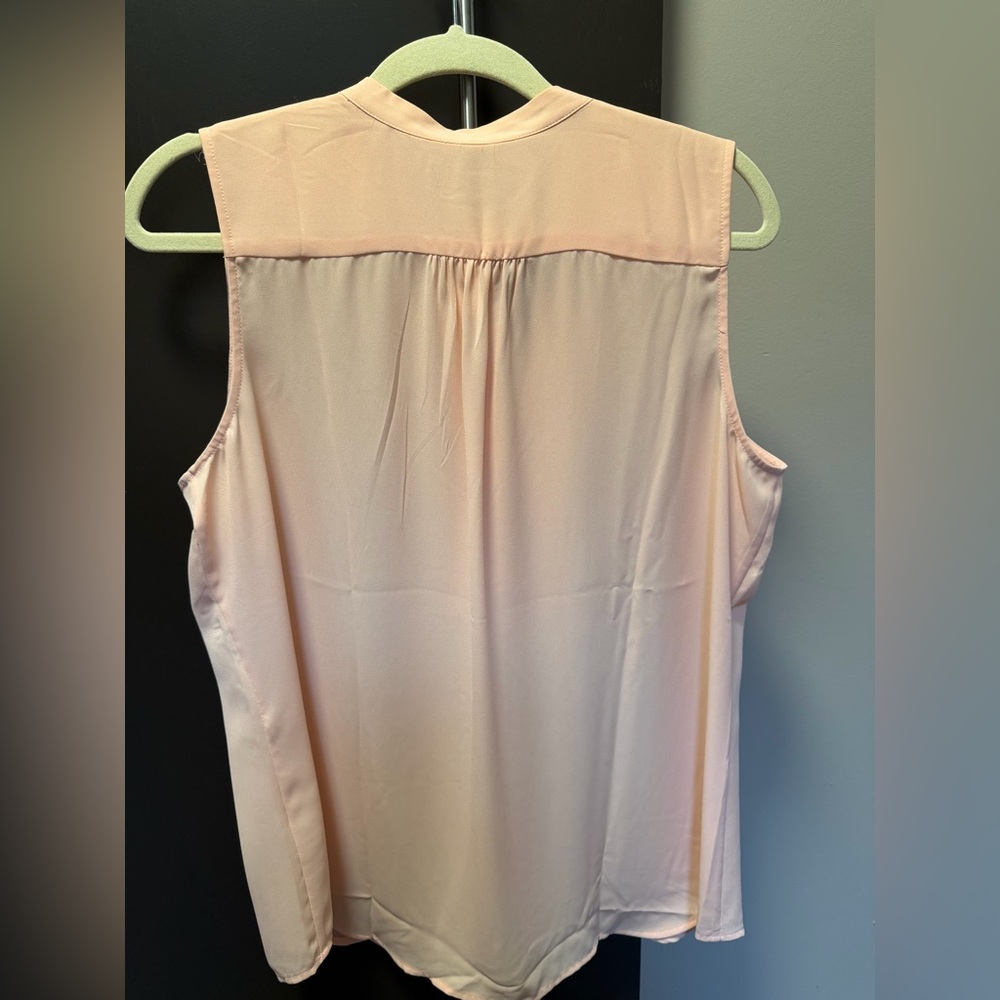 Banana Republic Petite L Blush Pink Ruffle Blouse NWT Flowy Relaxed Fit Top - Picture 6 of 8